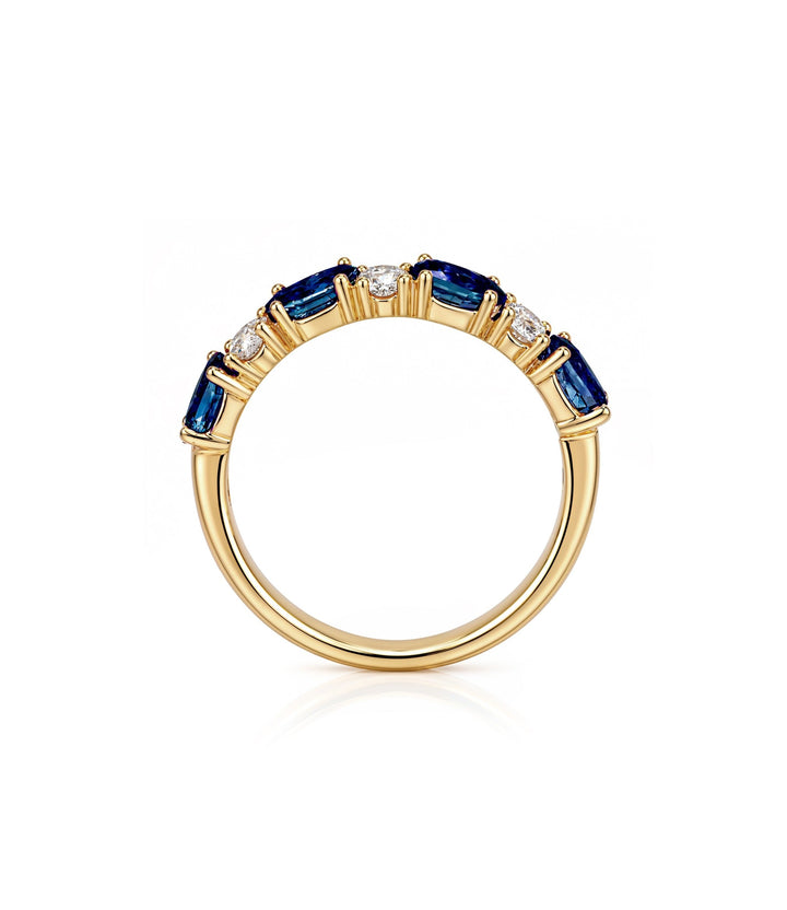 14kt Maple Leaf Diamond Sapphire Band