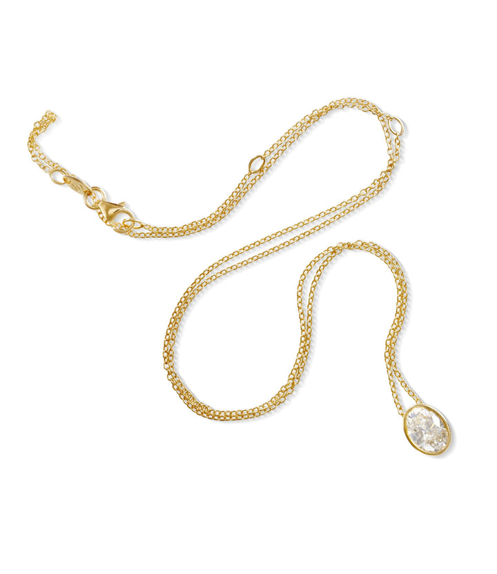 14kt Oval Lab Grown Diamond Necklace