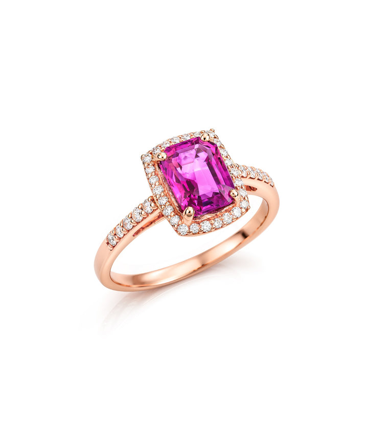 14kt Rose Gold Estate Pink Sapphire Diamond Ring