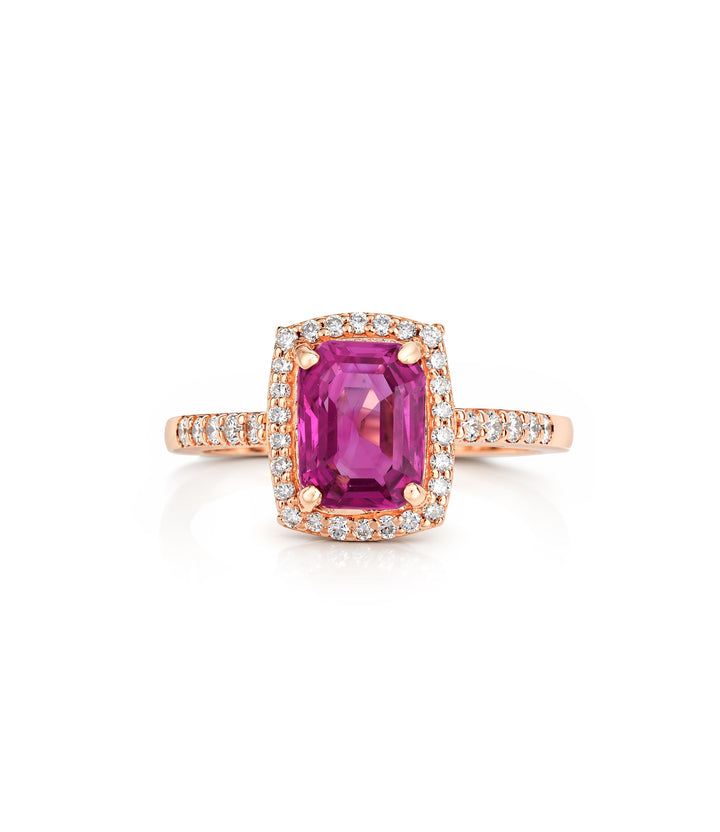 14kt Rose Gold Estate Pink Sapphire Diamond Ring