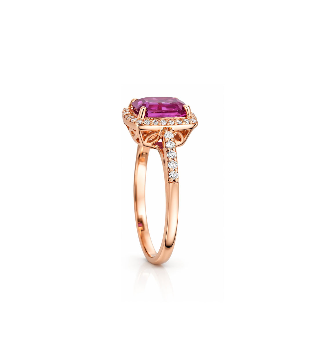 14kt Rose Gold Estate Pink Sapphire Diamond Ring