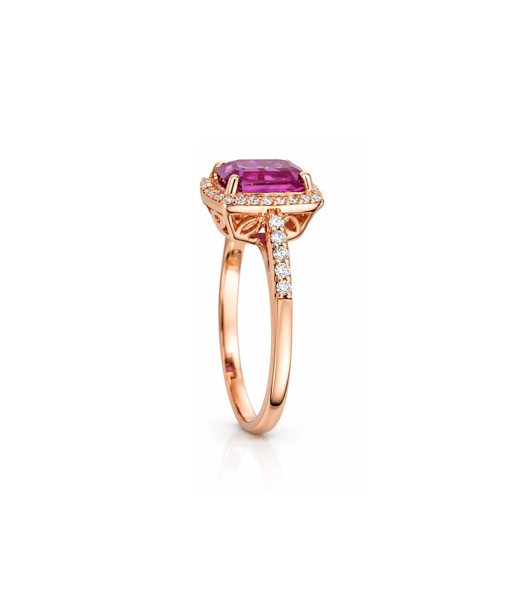 14kt Rose Gold Estate Pink Sapphire Diamond Ring