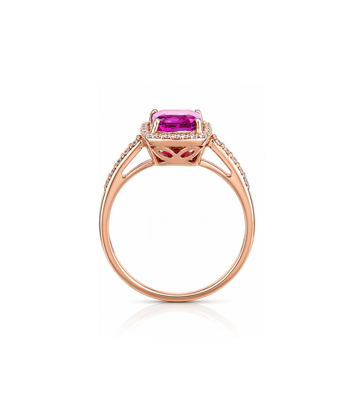 14kt Rose Gold Estate Pink Sapphire Diamond Ring