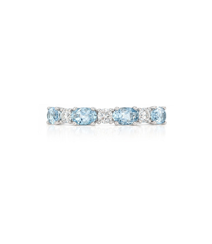 14kt White Gold Aquamarine Maple Leaf Diamond Ring