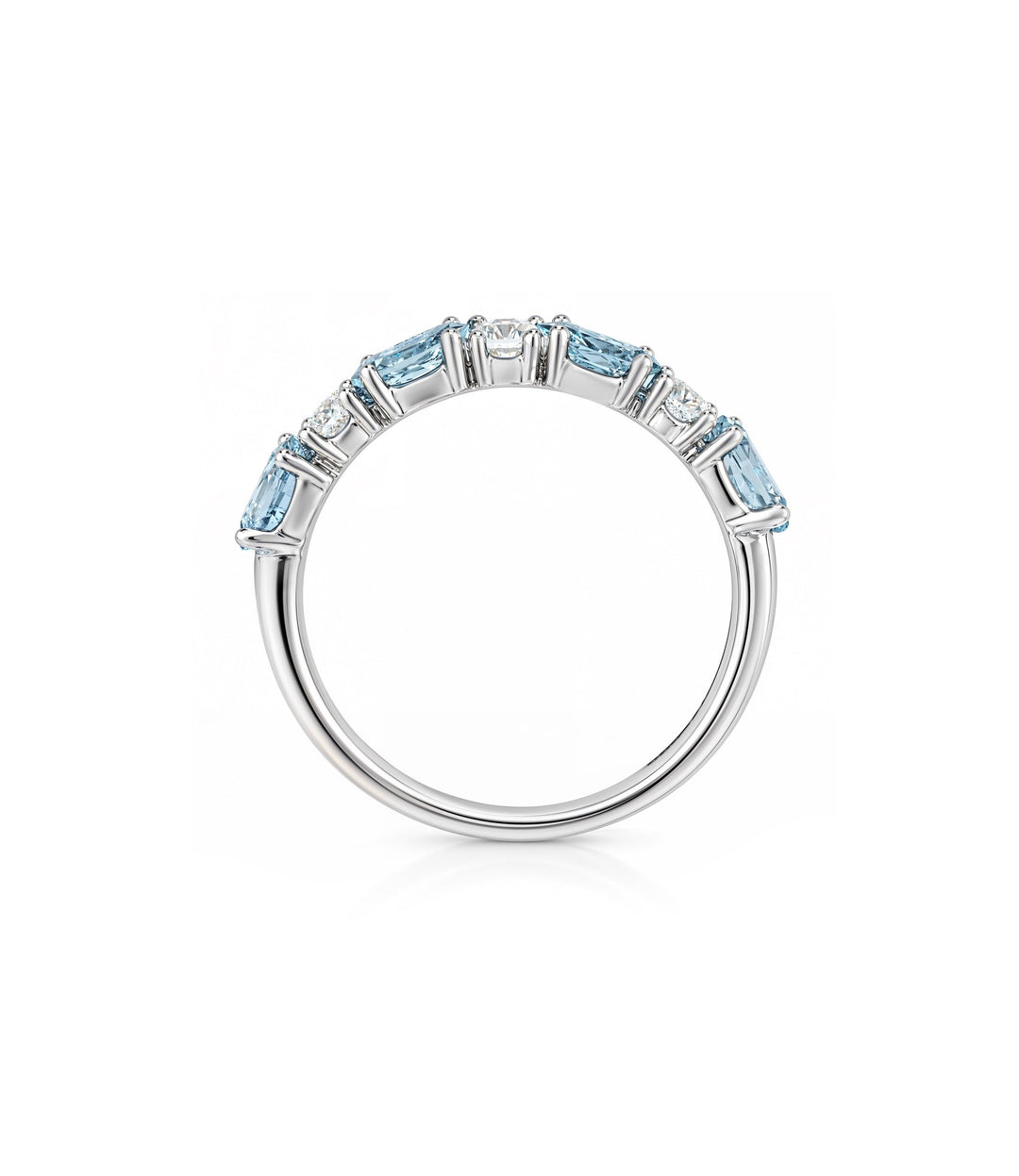 14kt White Gold Aquamarine Maple Leaf Diamond Ring