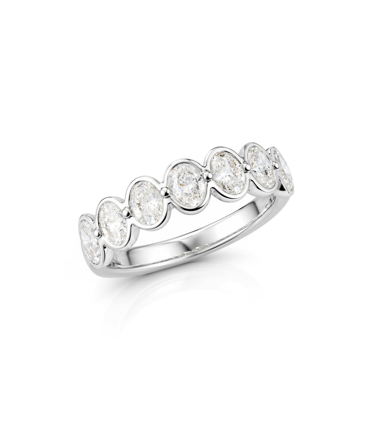 14kt White Gold Bezel Lab Grown Oval Diamond Band