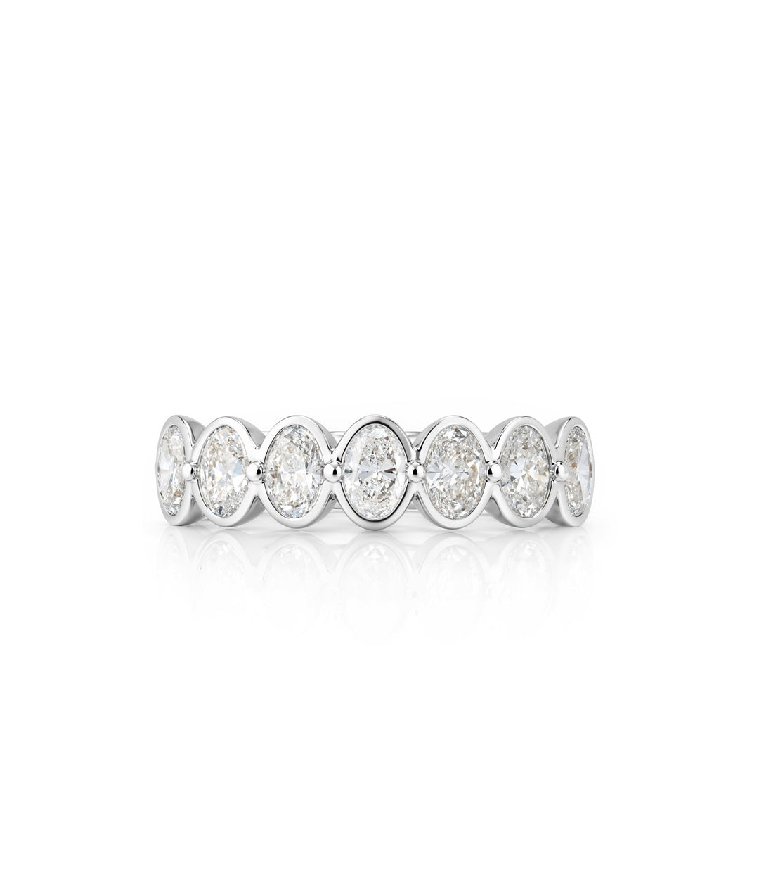 14kt White Gold Bezel Lab Grown Oval Diamond Band