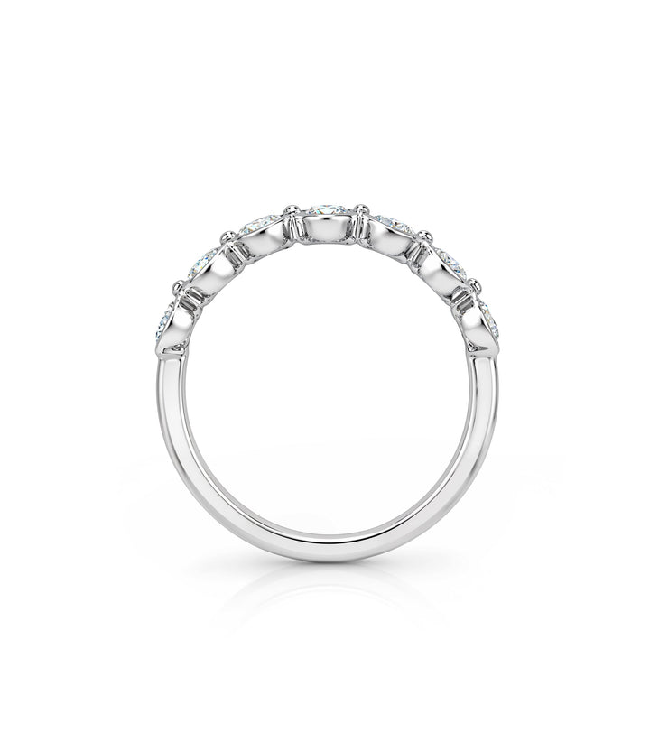14kt White Gold Bezel Lab Grown Oval Diamond Band