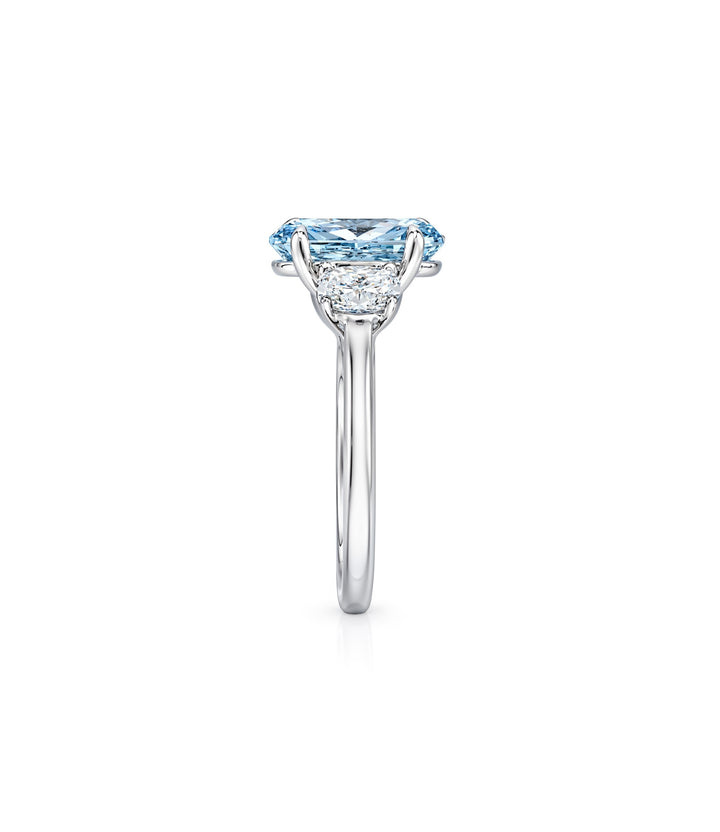 14kt White Gold Blue Lab Grown Cushion Diamond Ring