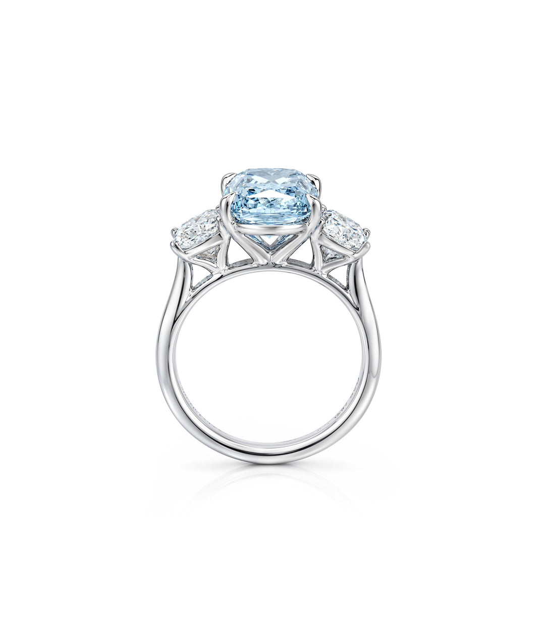 14kt White Gold Blue Lab Grown Cushion Diamond Ring