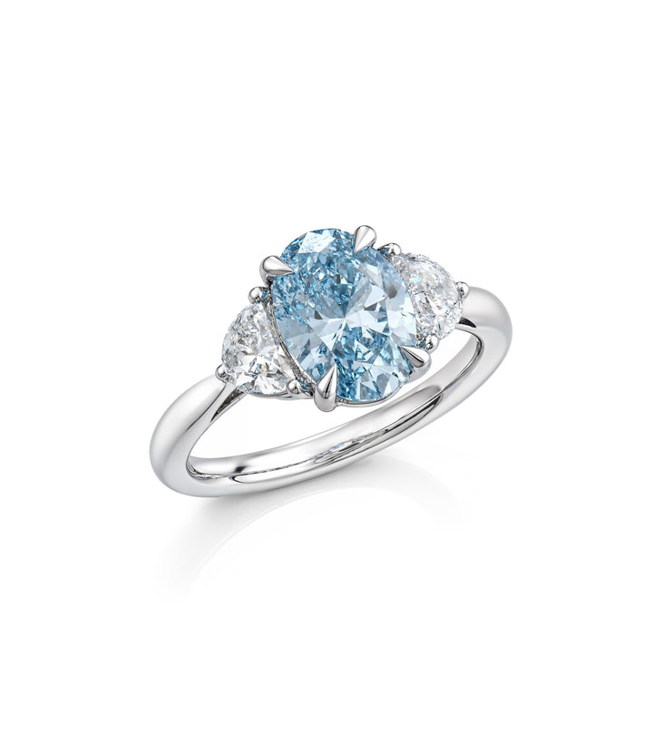 14kt White Gold Blue Lab Grown Diamond Ring