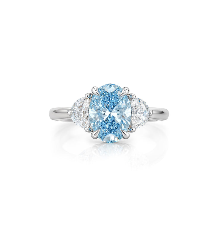 14kt White Gold Blue Lab Grown Diamond Ring