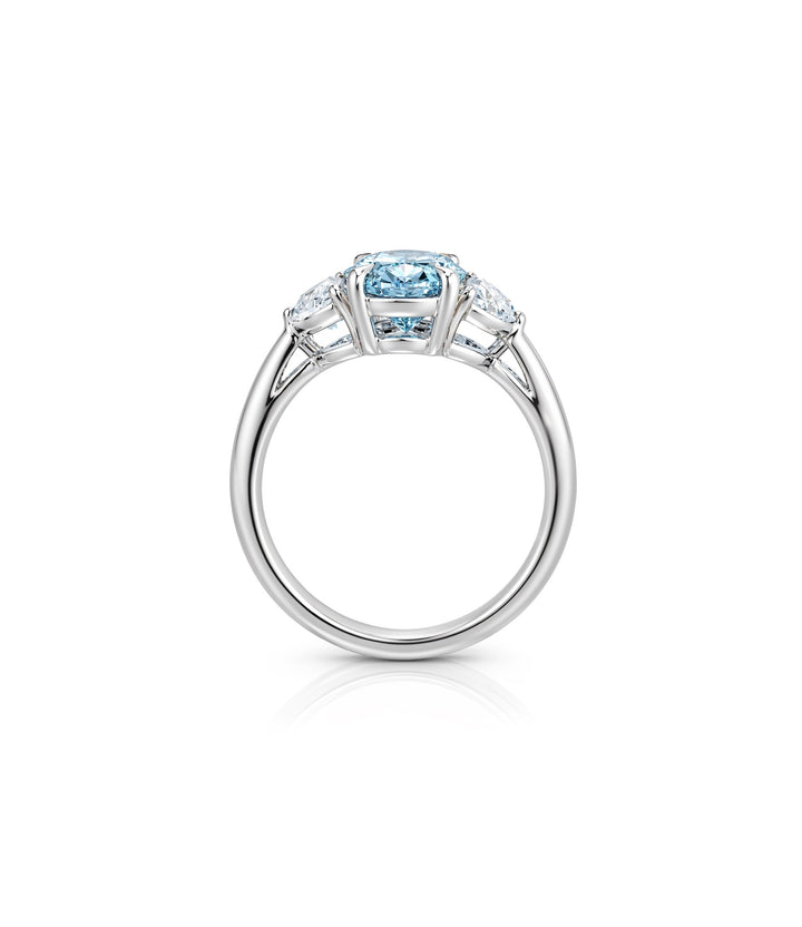 14kt White Gold Blue Lab Grown Diamond Ring