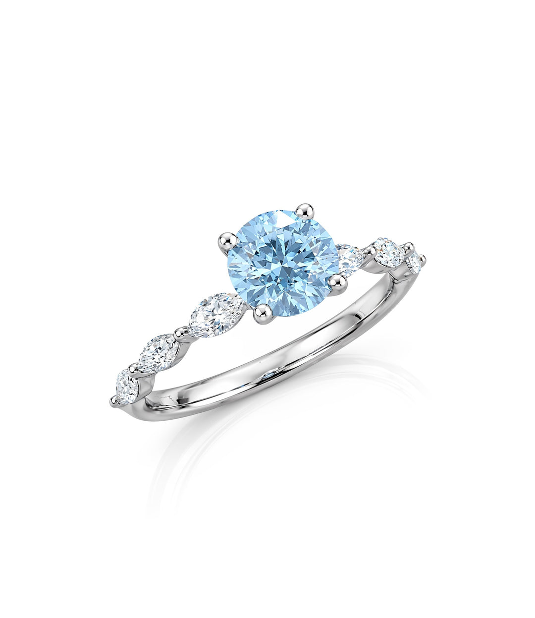 14kt White Gold Blue Lab Grown Diamond Ring