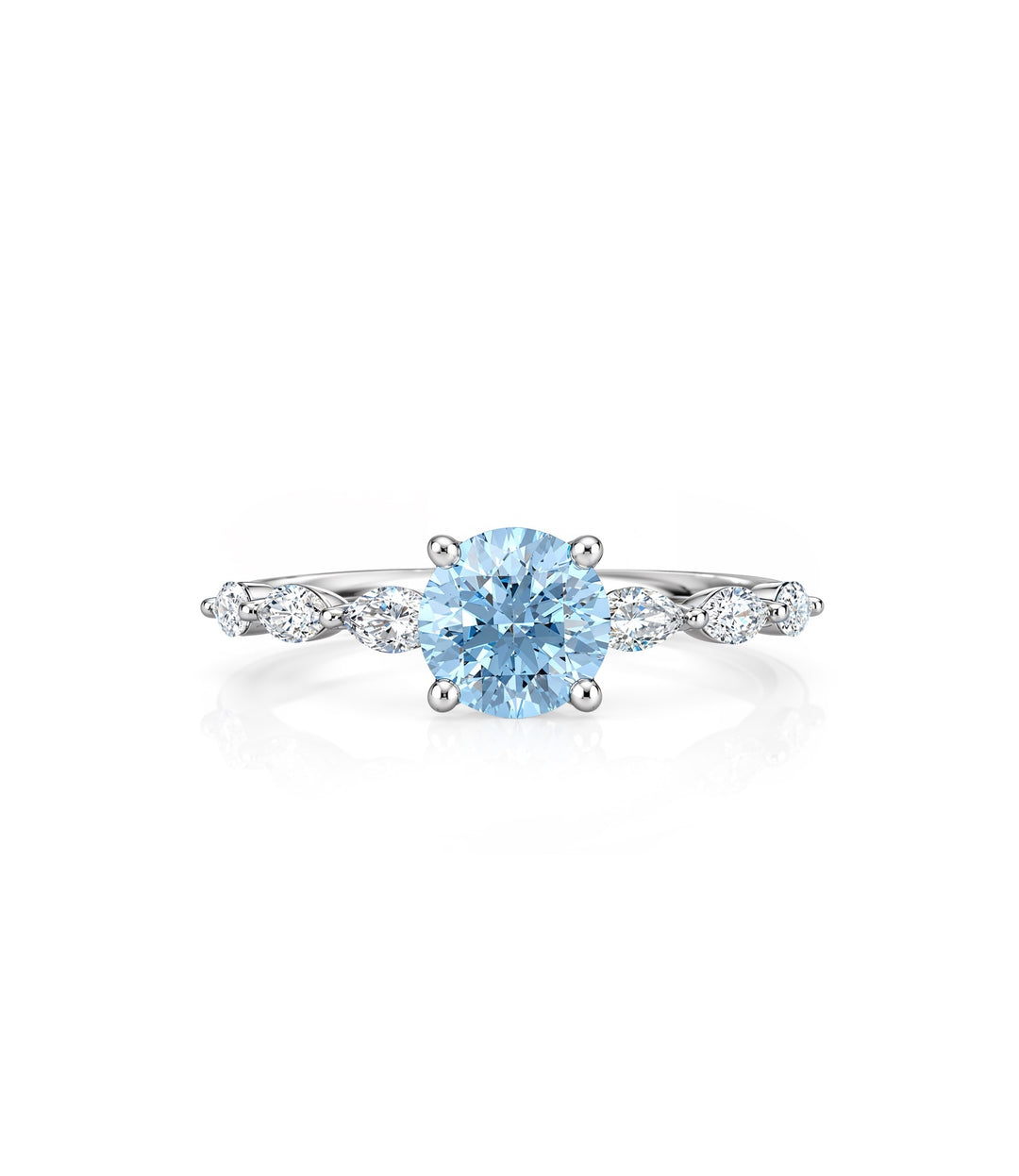 14kt White Gold Blue Lab Grown Diamond Ring