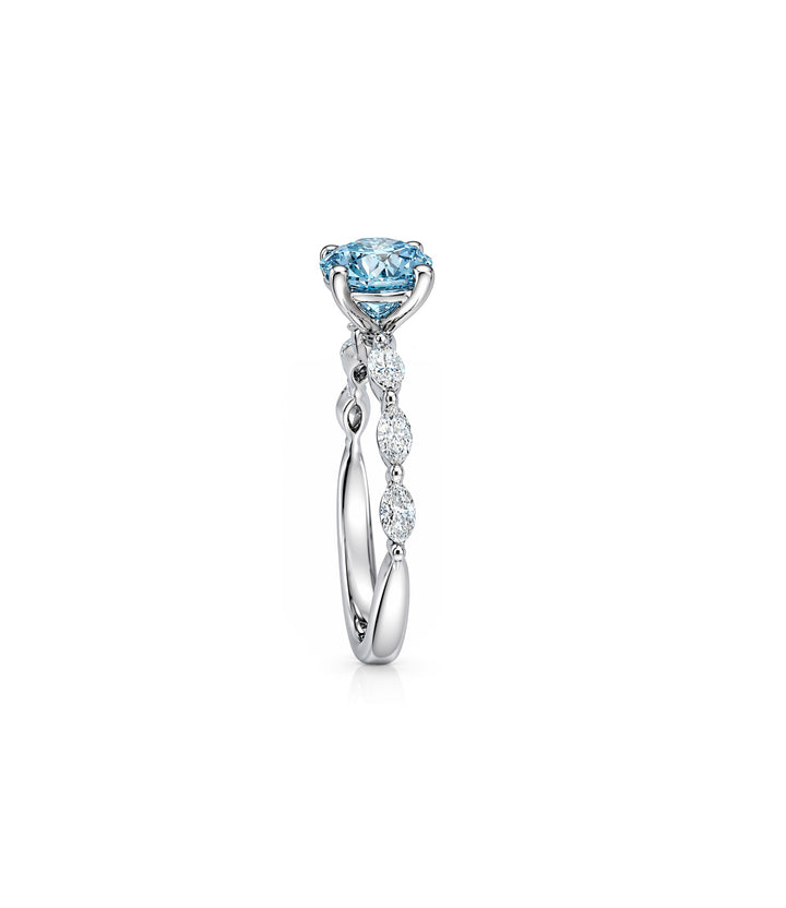 14kt White Gold Blue Lab Grown Diamond Ring
