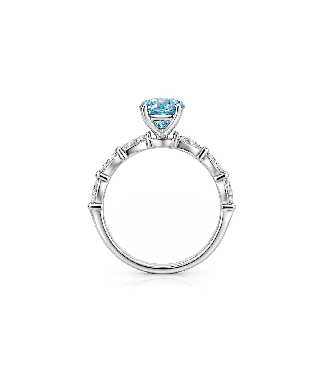 14kt White Gold Blue Lab Grown Diamond Ring