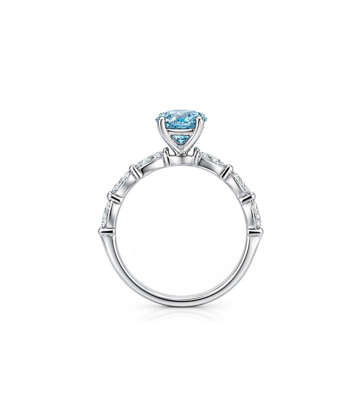 14kt White Gold Blue Lab Grown Diamond Ring