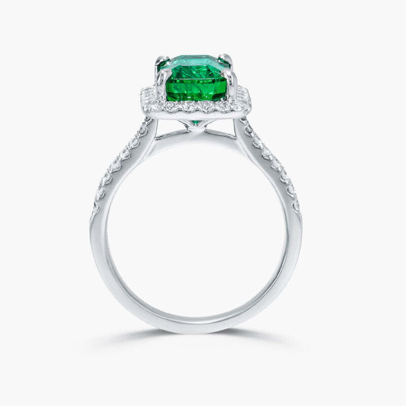 14kt White Gold Emerald Diamond Ring