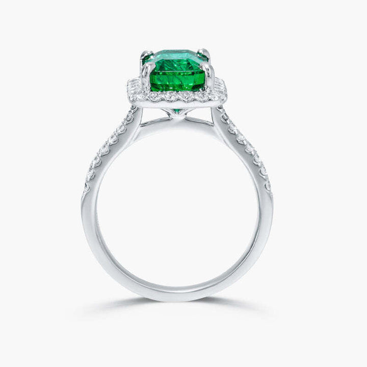 14kt White Gold Emerald Diamond Ring