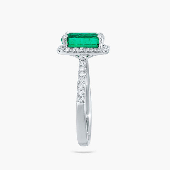 14kt White Gold Emerald Diamond Ring