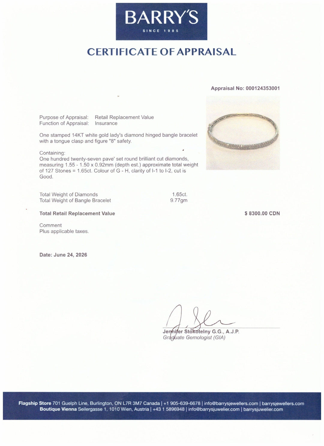 14kt White Gold Estate Diamond Bangle