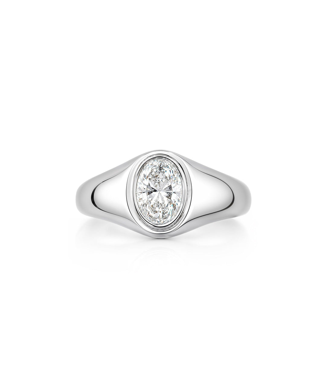 14kt White Gold Gents Oval Lab Grown Diamond Ring