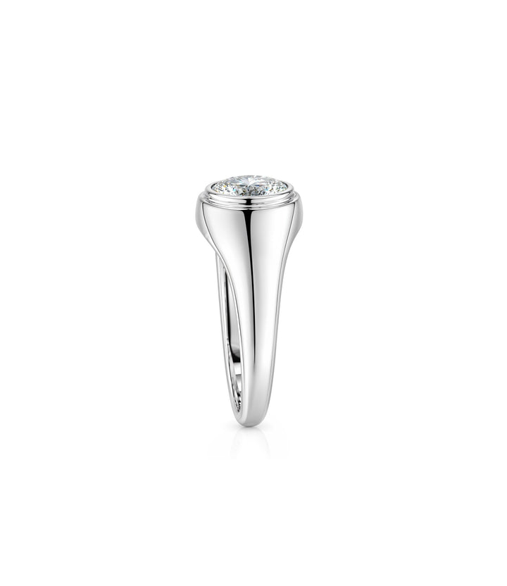 14kt White Gold Gents Oval Lab Grown Diamond Ring