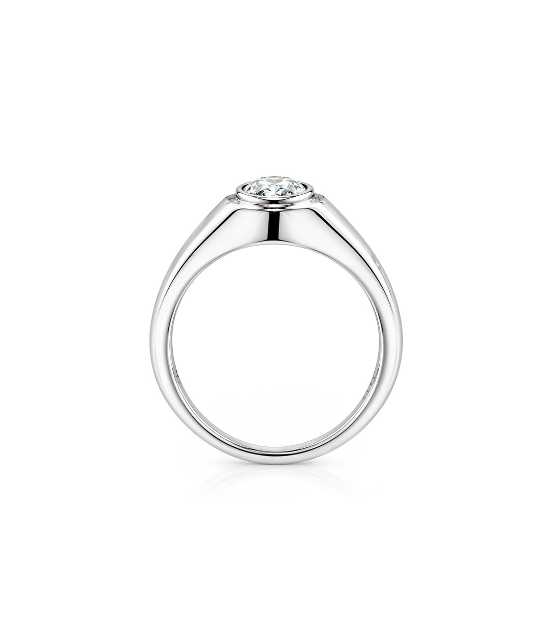 14kt White Gold Gents Oval Lab Grown Diamond Ring
