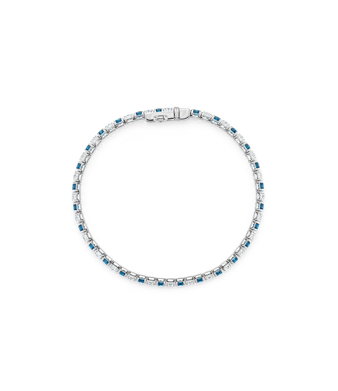 14kt White Gold Lab Grown Blue & White Diamond Bracelet