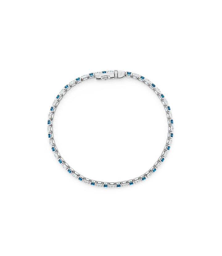 14kt White Gold Lab Grown Blue & White Diamond Bracelet