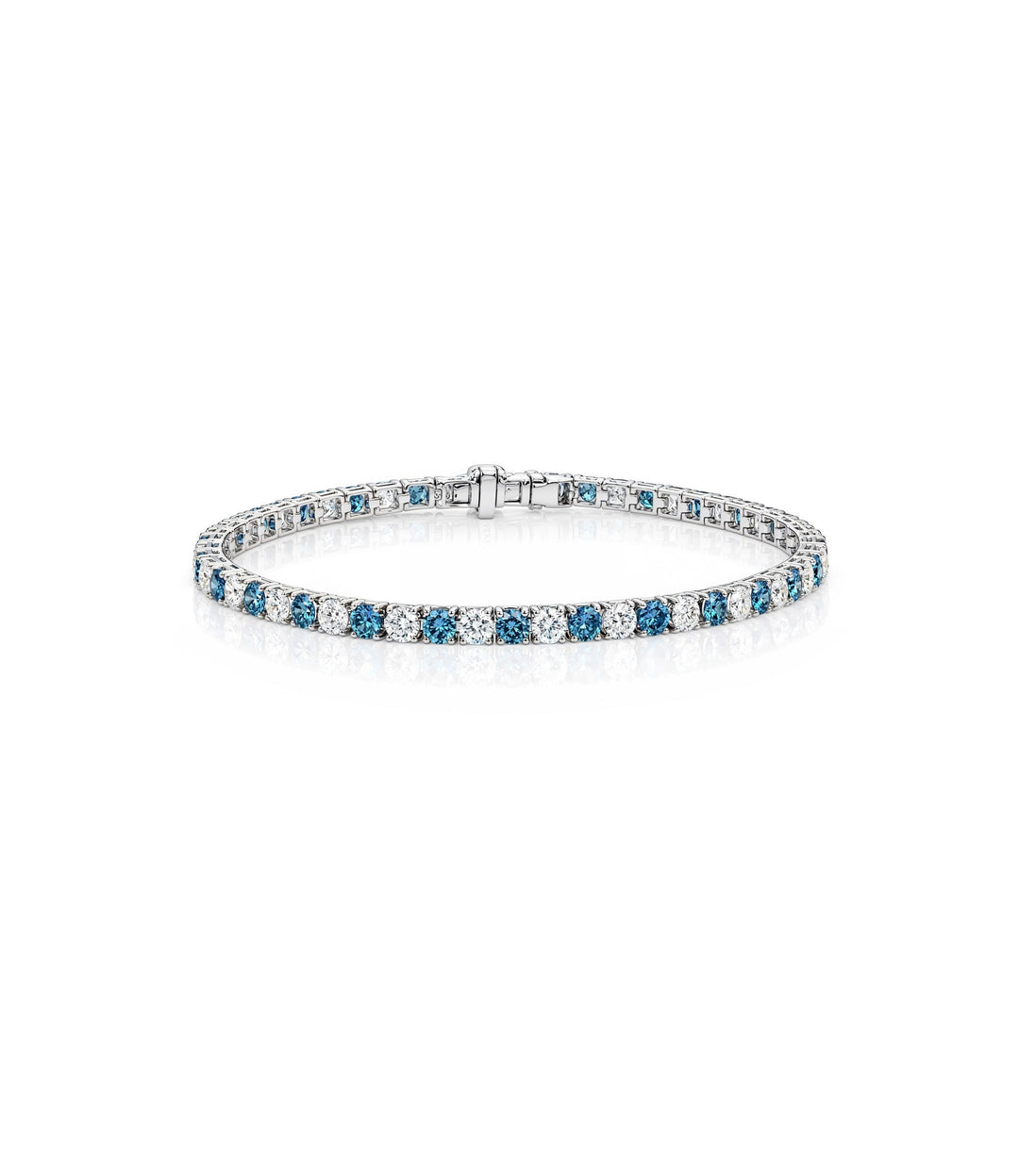 14kt White Gold Lab Grown Blue & White Diamond Bracelet