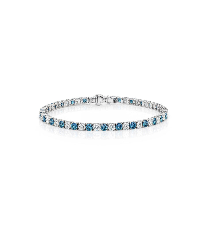 14kt White Gold Lab Grown Blue & White Diamond Bracelet