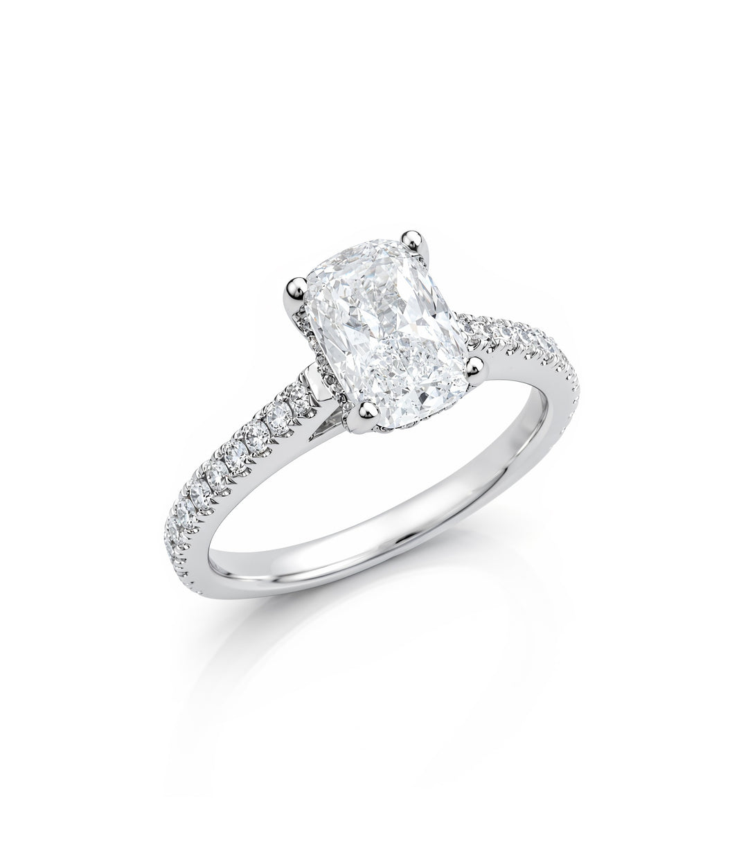 14kt White Gold Lab Grown Cushion Cut Diamond Ring