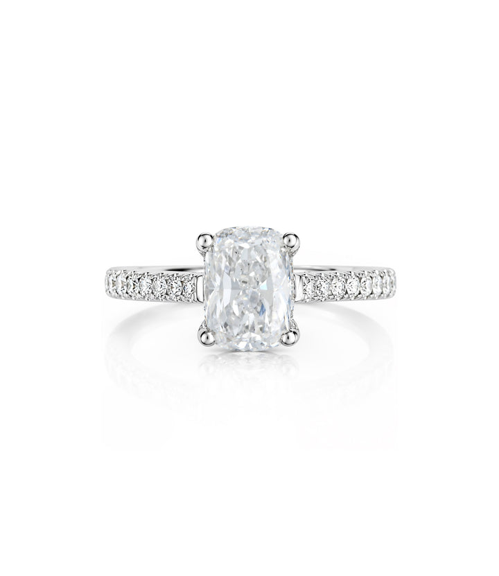 14kt White Gold Lab Grown Cushion Cut Diamond Ring