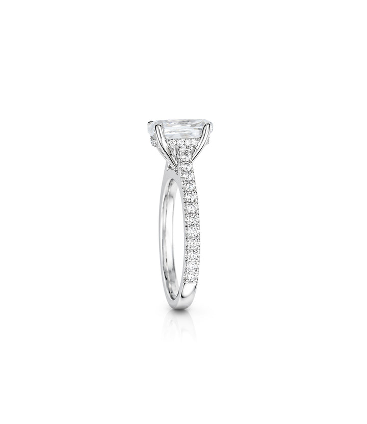 14kt White Gold Lab Grown Cushion Cut Diamond Ring