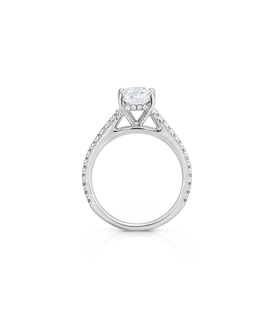 14kt White Gold Lab Grown Cushion Cut Diamond Ring