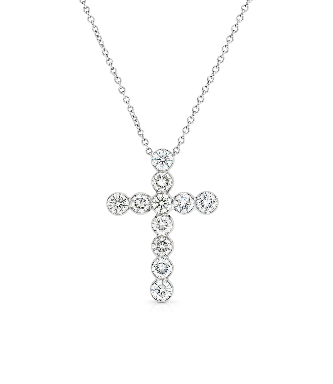 14kt White Gold Lab Grown Diamond Cross