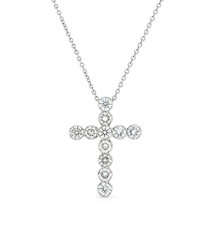 14kt White Gold Lab Grown Diamond Cross