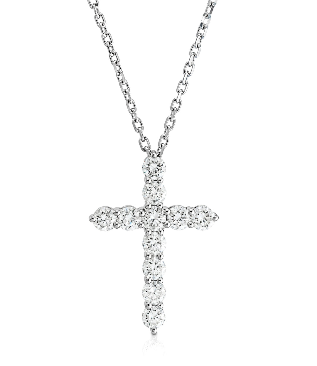 14kt White Gold Lab Grown Diamond Cross Necklace