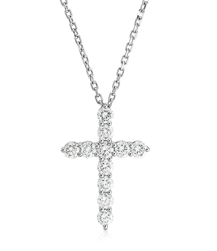 14kt White Gold Lab Grown Diamond Cross Necklace