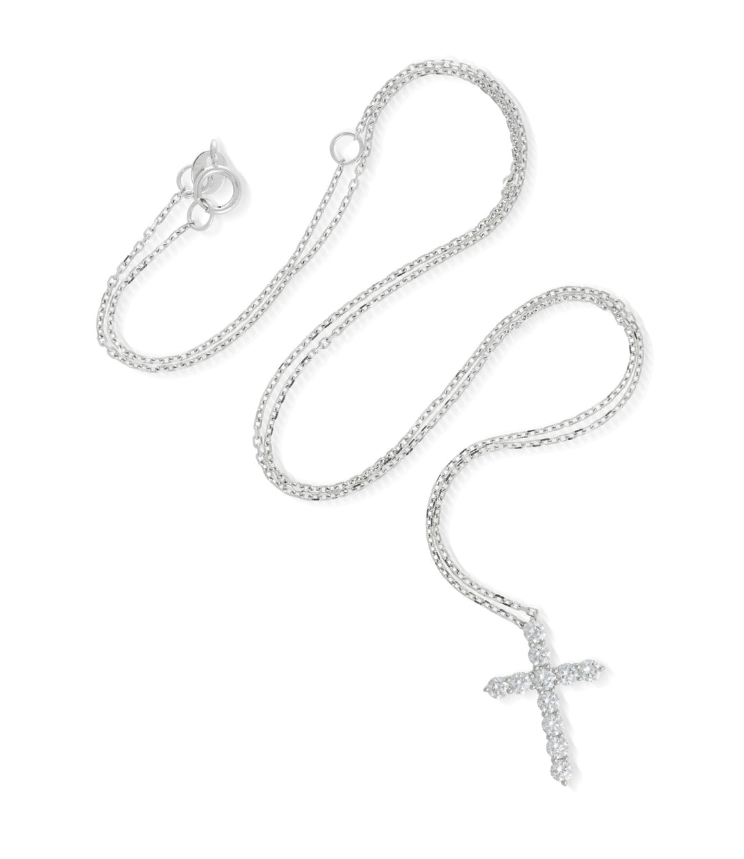 14kt White Gold Lab Grown Diamond Cross Necklace