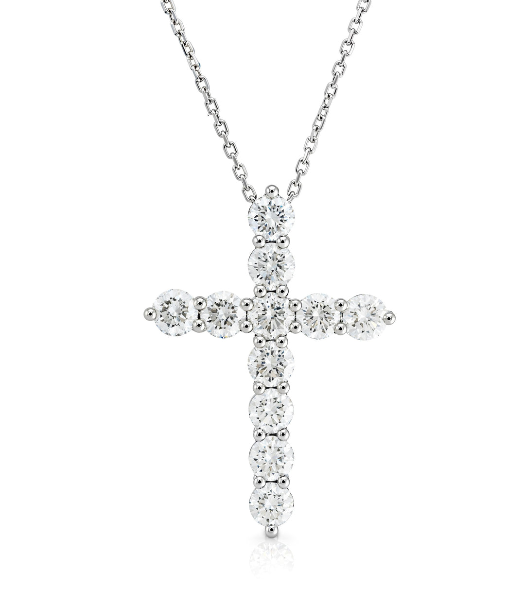 14kt White Gold Lab Grown Diamond Cross Necklace