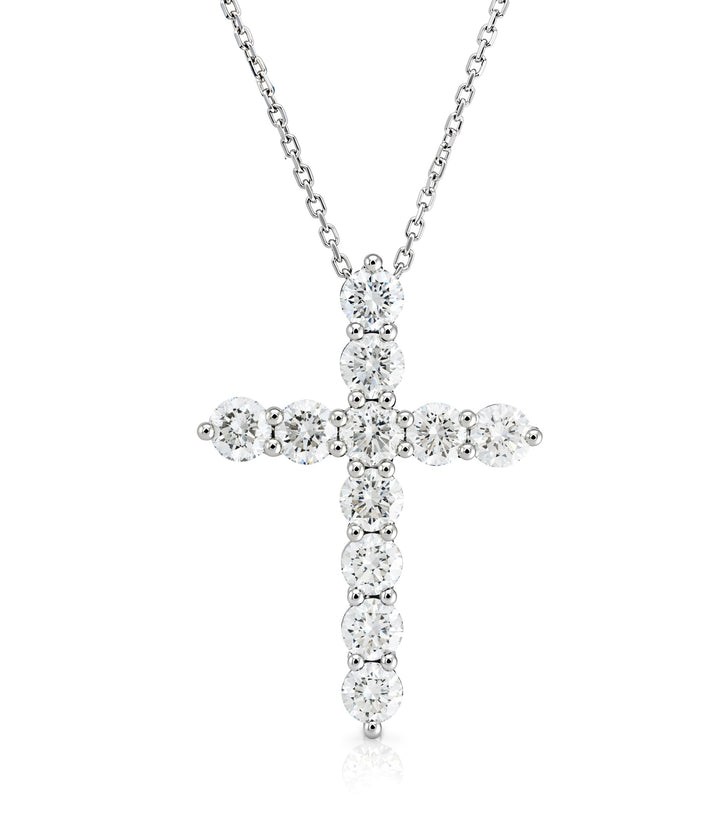 14kt White Gold Lab Grown Diamond Cross Necklace