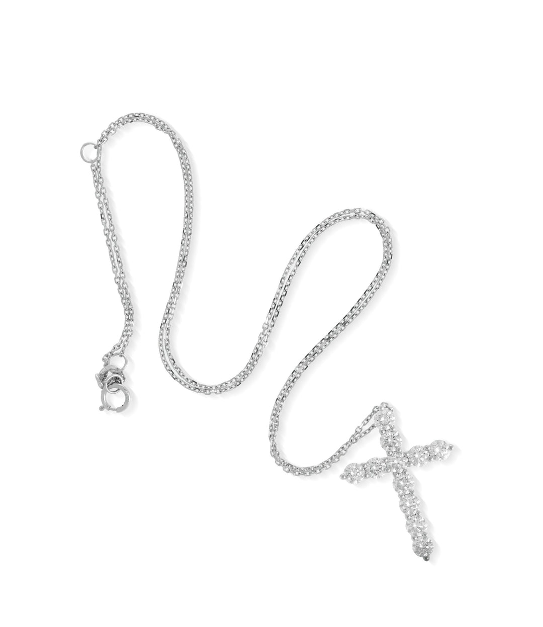 14kt White Gold Lab Grown Diamond Cross Necklace