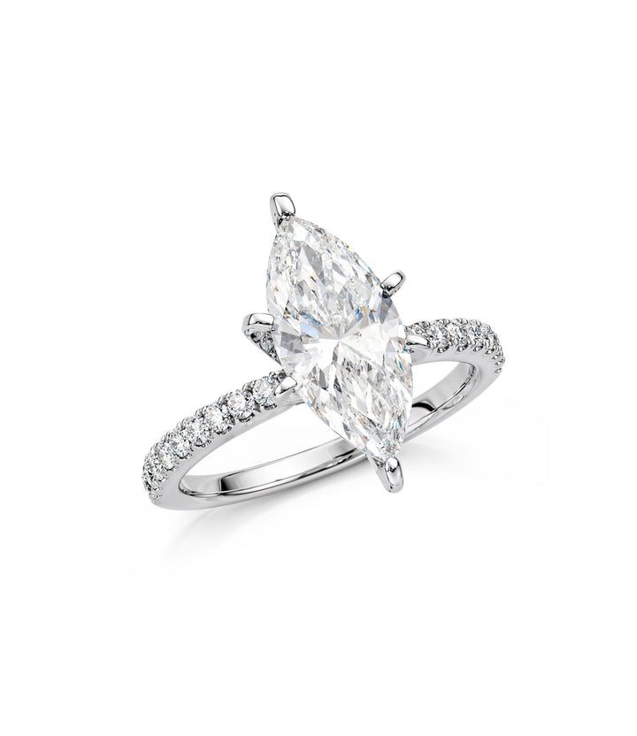 14kt White Gold Lab Grown Marquise Diamond Ring
