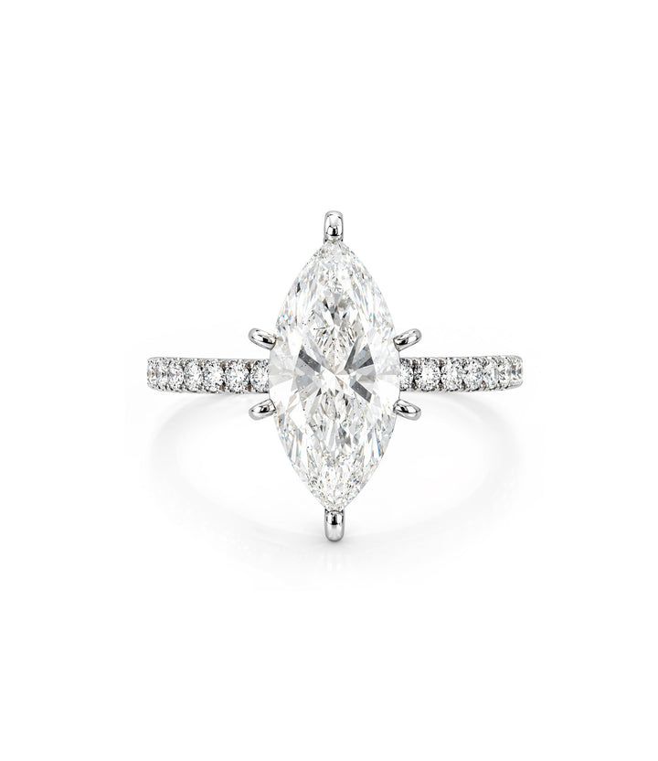 14kt White Gold Lab Grown Marquise Diamond Ring