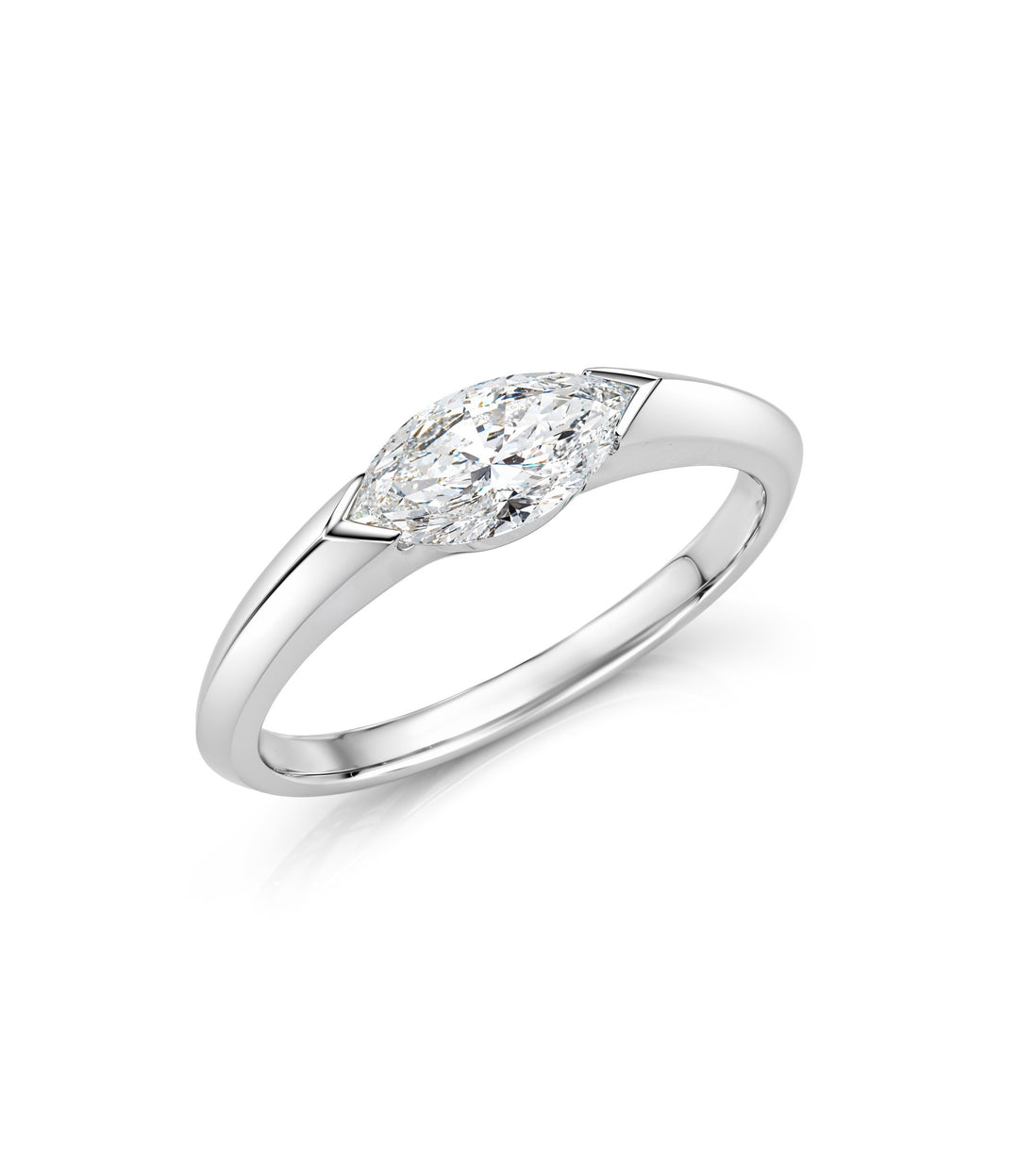 14kt White Gold Lab Grown Marquise Diamond Ring