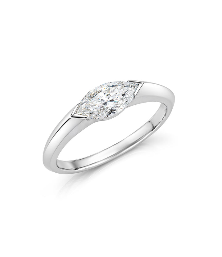 14kt White Gold Lab Grown Marquise Diamond Ring
