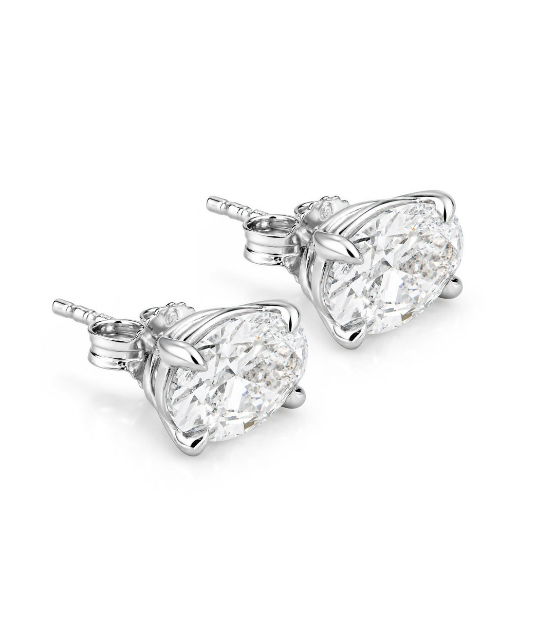 14kt White Gold Lab Grown Oval Diamond Earrings